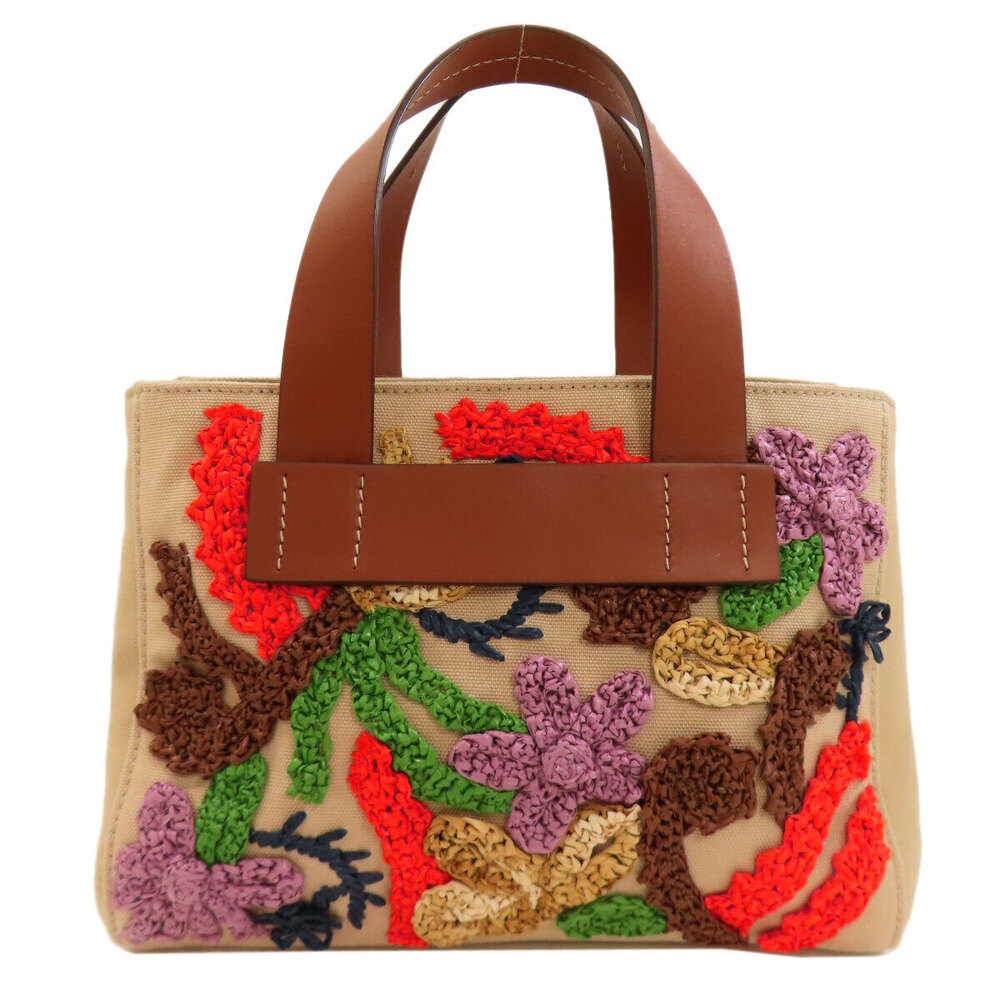 Miu Miu Motif Flower Canvas Handbag